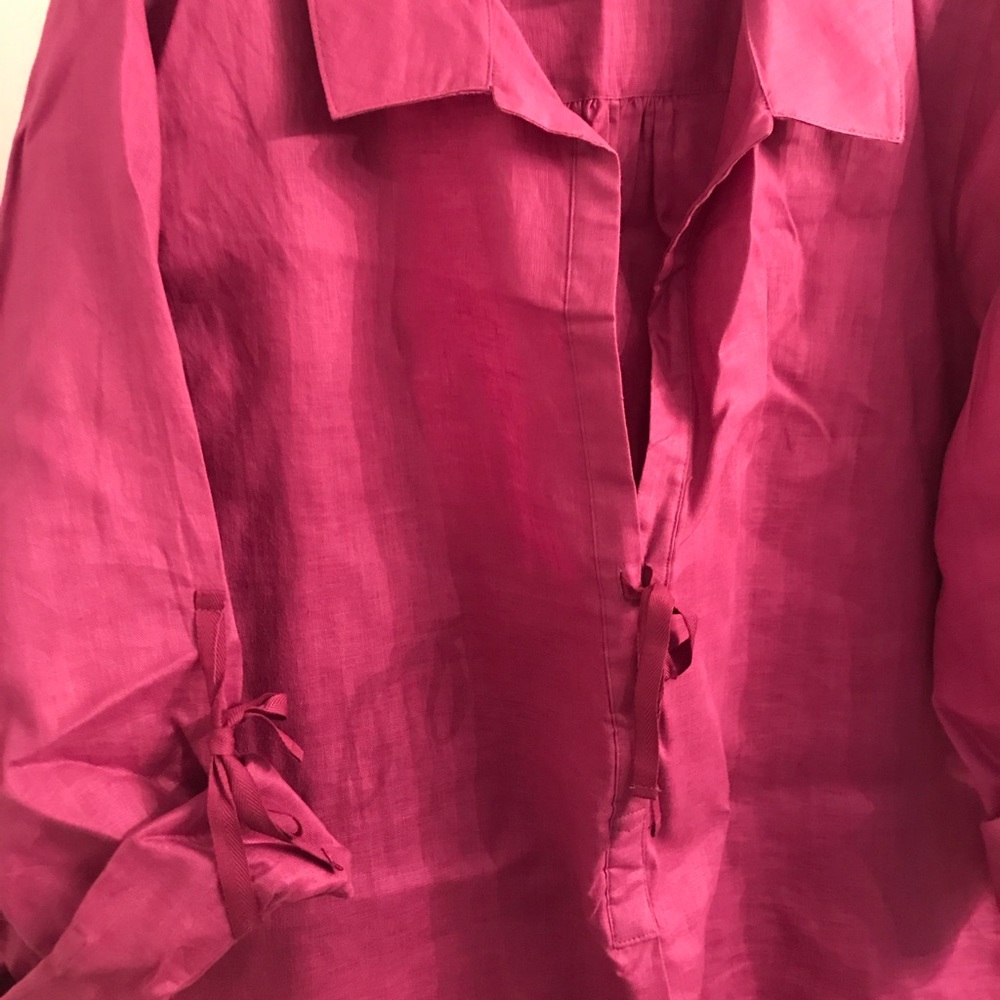 Soft Surroundings linen tunic pink collared 1X